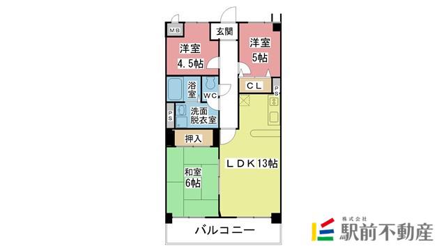 E-FLAT(3LDK/3階)の間取り写真