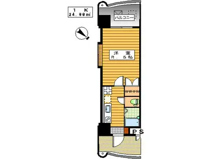 ロイヤル日赤通(1K/12階)の間取り写真