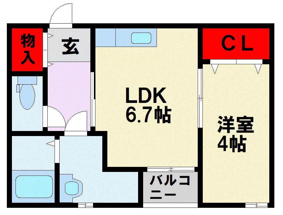 REVEメゾン九州病院前(1LDK/1階)の間取り写真