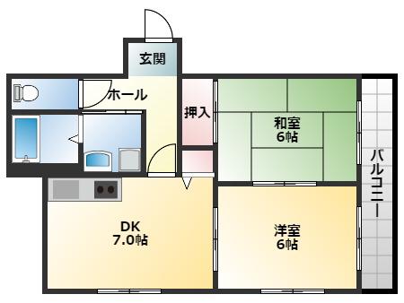 エスポールシバタ(2DK/2階)の間取り写真