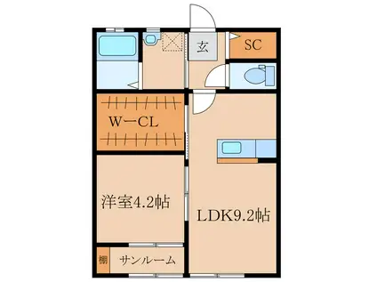 ALO I(1LDK/1階)の間取り写真