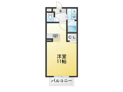 川崎ヒルズII(ワンルーム/1階)の間取り写真