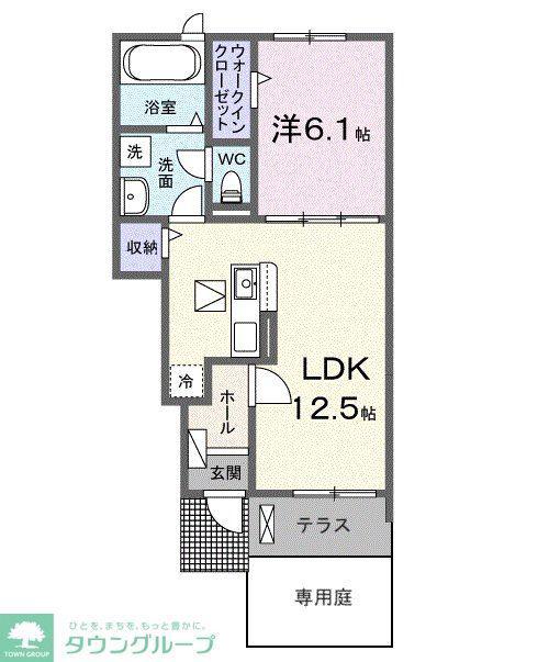 カフア テラス(1LDK/1階)の間取り写真
