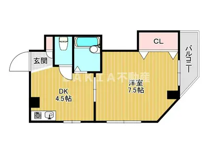 ティアラ港(1DK/3階)の間取り写真