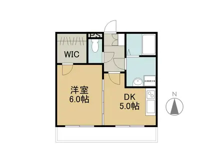 中屋マンション(1DK/2階)の間取り写真