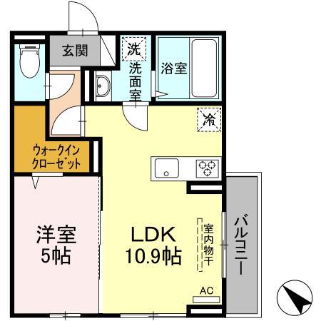 ヴィラ・シトラス沖野上I(1LDK/1階)の間取り写真