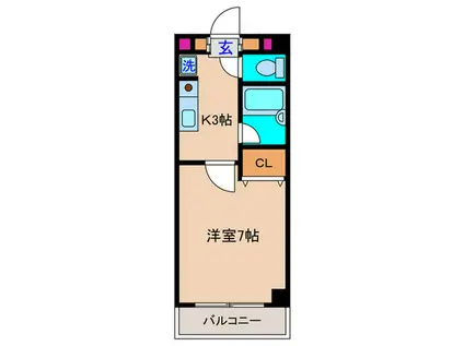 グランドール新丸子(1K/2階)の間取り写真