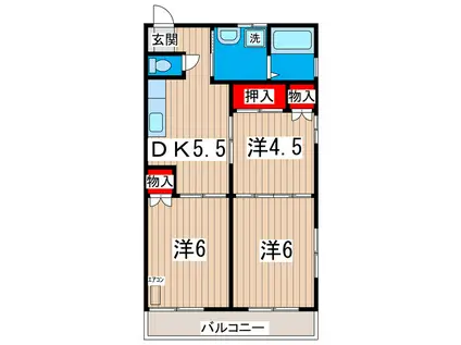 マリンハイツA(3DK/1階)の間取り写真