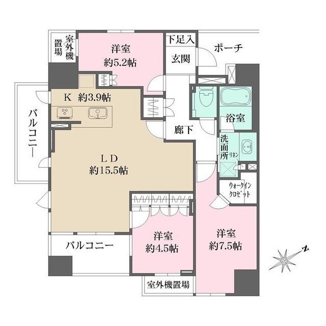 グランスイート南砂(3LDK/13階)の間取り写真
