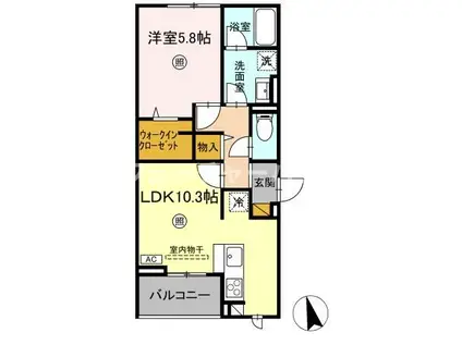 D-INVEST東原B B(1LDK/2階)の間取り写真