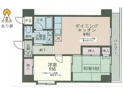 トレゾァ横浜(2DK/6階)の間取り写真