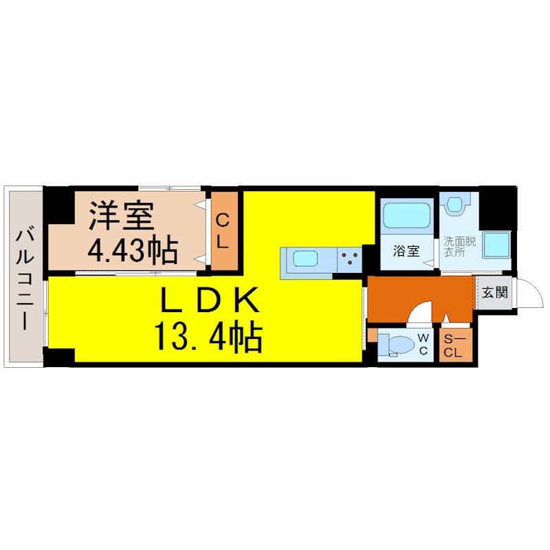GRANDUKE正木(1LDK/12階)の間取り写真