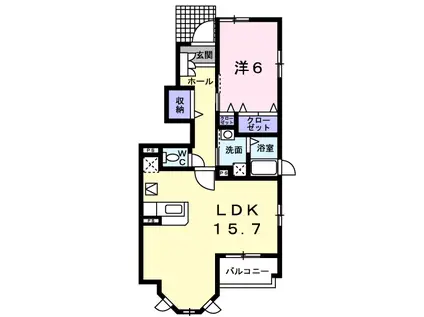 ローズ・パレス・ツバサB(1LDK/1階)の間取り写真