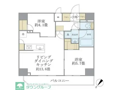 アジールコート町屋(2LDK/13階)の間取り写真
