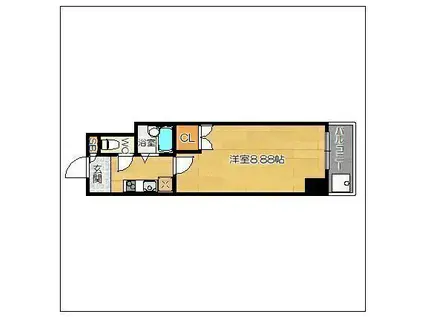 TOTSU RESIDENCE HAKATA イースト旧アリビオ博(1K/2階)の間取り写真