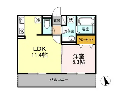LE CIEL BLEU(1LDK/1階)の間取り写真