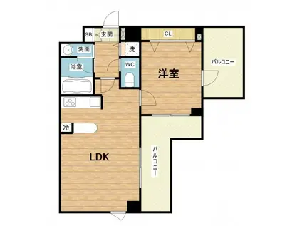 シャルム絆(1K/1階)の間取り写真