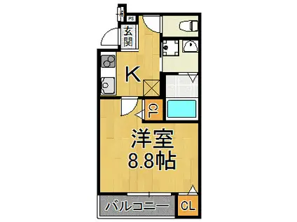 フジパレス西宮戎2番館(1K/1階)の間取り写真