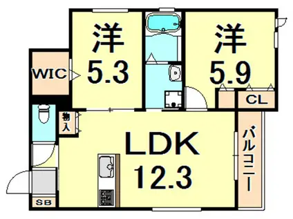 ヘーベルメゾンザンボア(2LDK/2階)の間取り写真