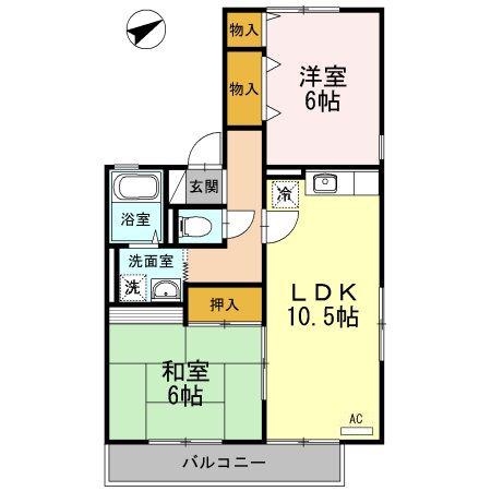 コスモスB(2LDK/2階)の間取り写真