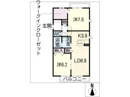 ＪＲ東海道本線 尾頭橋駅 徒歩5分 2階建 築14年(2LDK/1階)の間取り写真