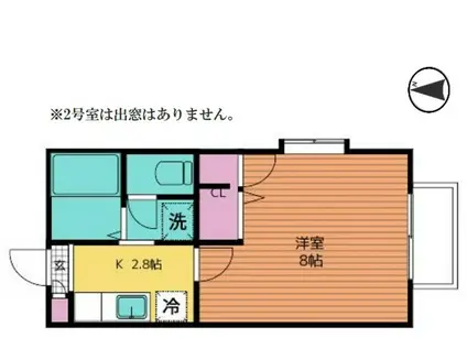 ミレニアム広瀬(1K/2階)の間取り写真