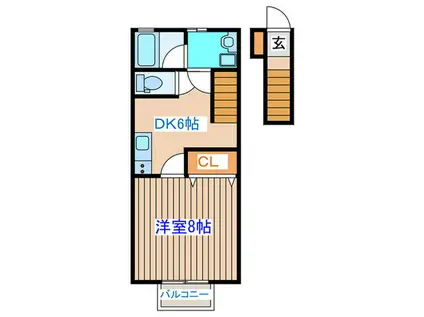 ポミエ平成(1DK/2階)の間取り写真