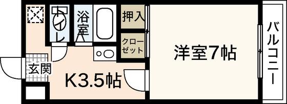ヴェルセンチュリー(1K/4階)の間取り写真