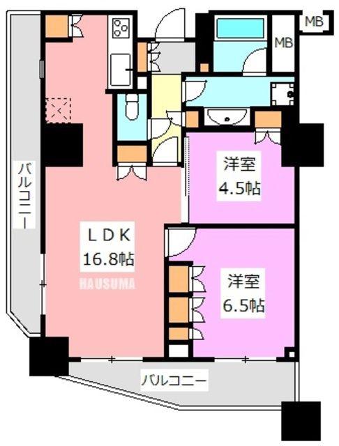 パークアクシス滝野川ラ ブリーズ(2LDK/2階)の間取り写真