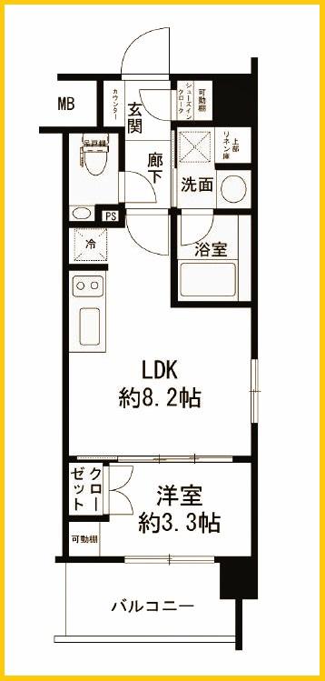 デュオステージ中山(1LDK/6階)の間取り写真