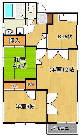 ソシアIII(2DK/2階)の間取り写真