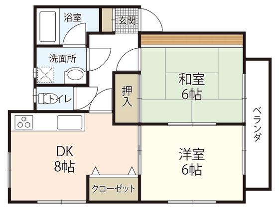 稲垣ビル(2DK/2階)の間取り写真