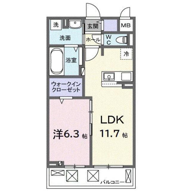 ブランノワレ(1LDK/2階)の間取り写真