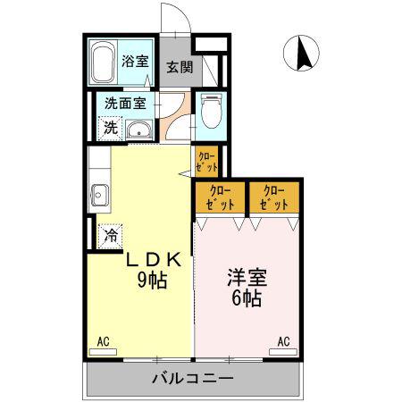 コンフォート(1LDK/2階)の間取り写真
