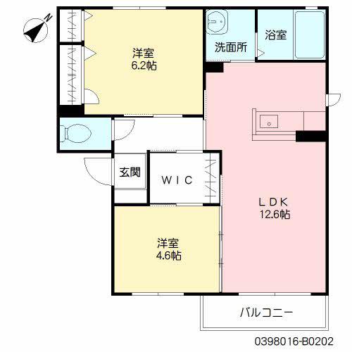 フローラ  B棟(2LDK/2階)の間取り写真