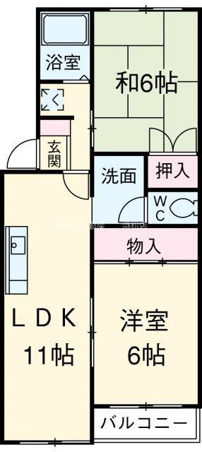 上島キャステール(2LDK/2階)の間取り写真