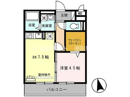 セヴェルSETAIV(1DK/3階)の間取り写真