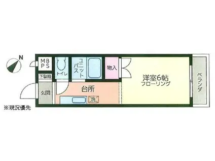 セントラルハイツ綱島(1K/1階)の間取り写真