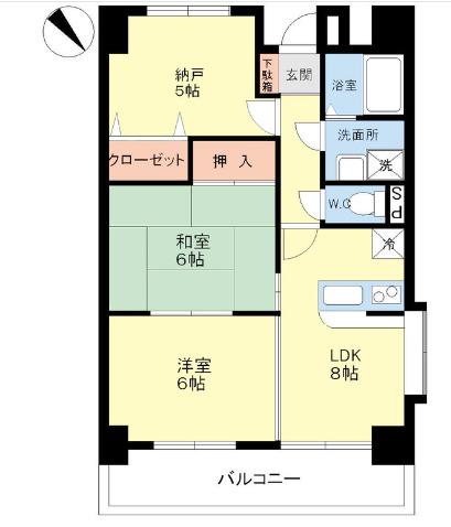 レジデンス・ウエストナイン(3LDK/4階)の間取り写真