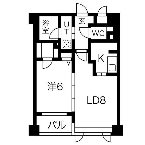 グランビュー晩翠通(1LDK/8階)の間取り写真