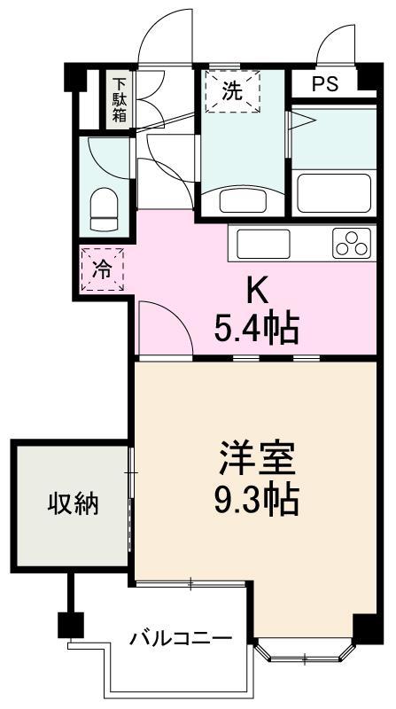 エクセレント宮脇(1DK/2階)の間取り写真