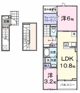 メゾン・ド・ヴィラI(2LDK/3階)の間取り写真
