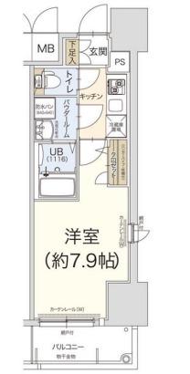 エスリード三宮旭通(1K/9階)の間取り写真