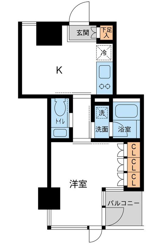 レジデンス白金パークフロント(1K/6階)の間取り写真