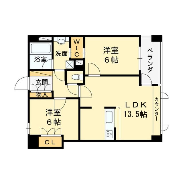 ジョワジールタワー長居公園(2LDK/3階)の間取り写真