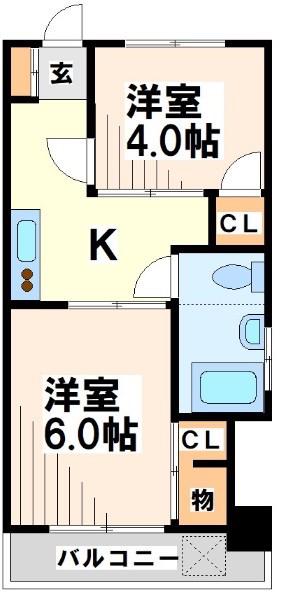御殿山マンション 当社管理物件(2K/2階)の間取り写真