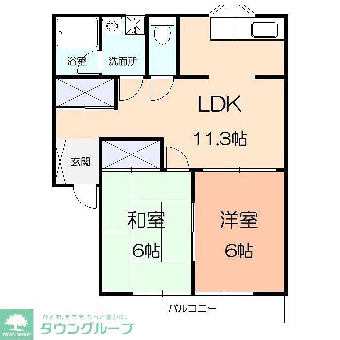 ハイツKAM(2LDK/2階)の間取り写真