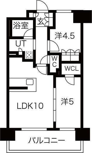 SK RESIDENCES SHINSAIBASHI 旧 SK RE(2LDK/13階)の間取り写真
