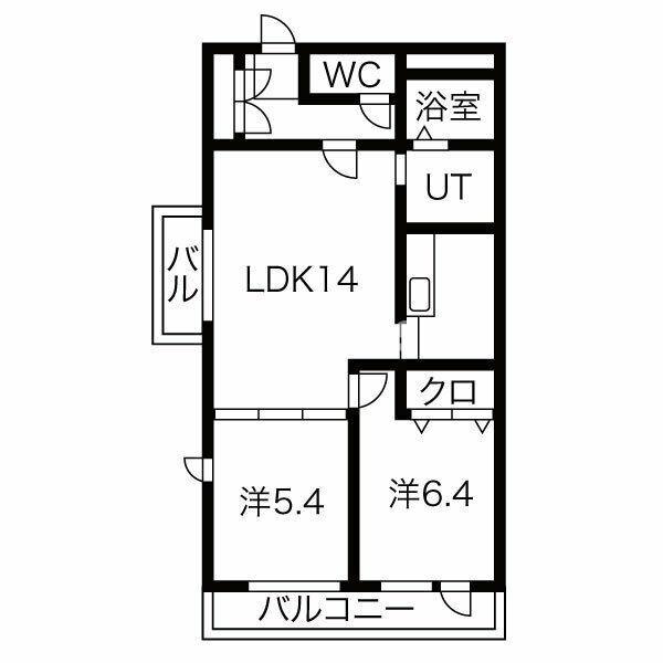 ジェンティーレ(2LDK/3階)の間取り写真