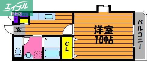 マチェール(1K/3階)の間取り写真